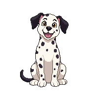 dalmatian dog sitting white black spots happy