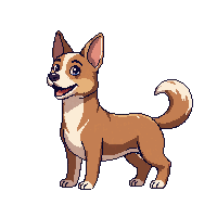 dog wagging tail happy excited brown standing