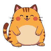 fat cat round chubby lazy orange happy