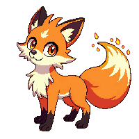 fire fox orange small flames tail magical