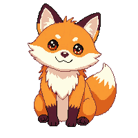 fox small orange sitting fluffy tail cute
