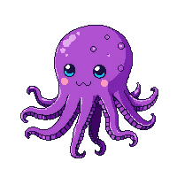 octopus small purple eight arms cute friendly