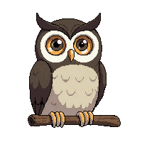 owl perched round brown large eyes wise
