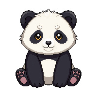 panda small black white sitting bamboo cute