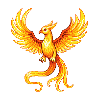 phoenix bird fire golden red magical flying