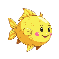 pufferfish round inflated spiky yellow cute