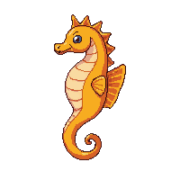 seahorse small curled orange delicate cute