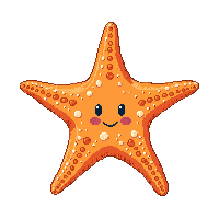 starfish orange five arms flat ocean cute