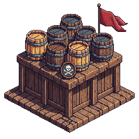 Pirate Barrel Wooden Deck Cargo Supplies — free pixel art sprite from Pirate