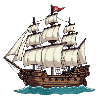 Pirate Brigantine Medium Ship Armed Cannons — free pixel art sprite from Pirate