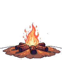Pirate Campfire Beach Logs Burning Night Stars — free pixel art sprite from Pirate