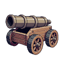 pirate cannon iron large wheeled fuse loaded