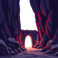 Pirate Cave Entrance Dark Rocky Torches — free pixel art sprite from Pirate