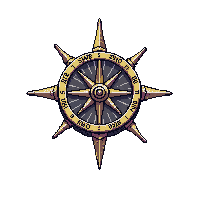 Pirate Compass Brass Lid Needle Rose Direction — free pixel art sprite from Pirate