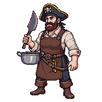 Pirate Cook Galley Apron Cleaver Stew Pot — free pixel art sprite from Pirate
