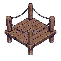 pirate dock wooden planks posts rope tied