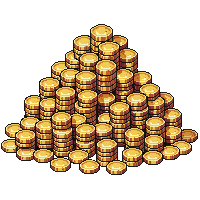 Pirate Gold Pile Coins Goblets Necklaces Heap — free pixel art sprite from the Pirate collection, transparent PNG