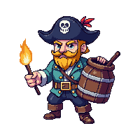 pirate gunner powder keg cannon match fuse