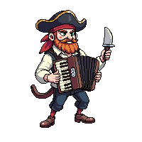 pirate musician accordion peg leg jolly singing