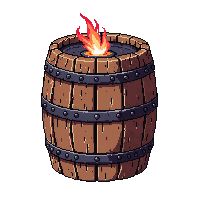 Pirate Powder Keg Barrel Explosive Black Fuse — free pixel art sprite from the Pirate collection, transparent PNG