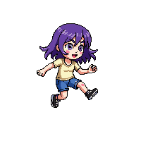 platformer girl adventurer purple hair jumping
