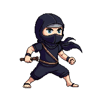 platformer ninja character black outfit fast
