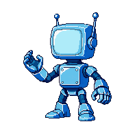 platformer robot character blue metal small