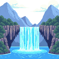 platformer waterfall flowing blue cascade