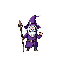 platformer wizard character tiny hat staff