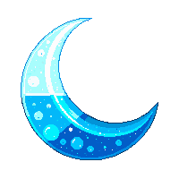 crescent shaped bottle blue potion moon curved