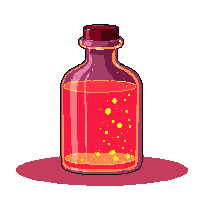 healing potion glowing red warm soft bright bottle