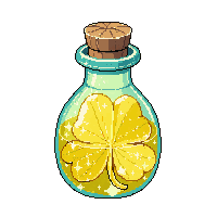 luck potion golden four leaf clover sparkle bottle