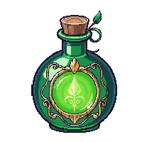 ornate elven potion bottle leaf vine nature green