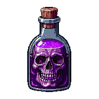 ornate necromancer potion bottle skull dark purple bone