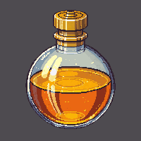 round amber potion flask gold cap ornate