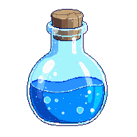 round blue potion flask cork stopper bubbling