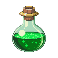 round emerald potion flask gold cap ornate
