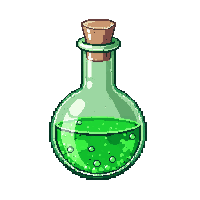 round green potion flask cork stopper swirling