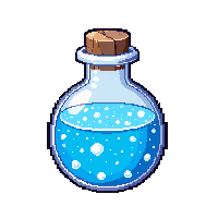 round ice blue potion flask frozen frost crystals