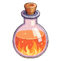 round orange potion flask cork stopper fiery