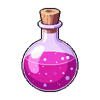round pink potion flask cork stopper shimmering