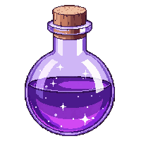 round purple potion flask cork stopper sparkling