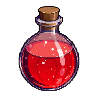 round red potion flask cork stopper glowing