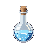 round silver potion flask crystal stopper clear