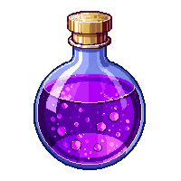 round violet potion flask gold cap ornate