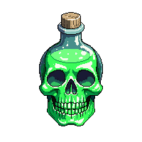 skull shaped bottle green potion dark gothic