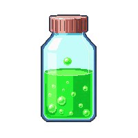small vial acid bright green corrosive bubbling sealed