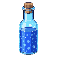tall blue potion bottle narrow neck cork