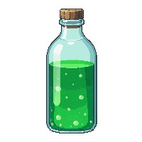 tall bubbling potion bottle green fizzing carbonated