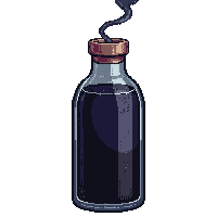 tall dark potion bottle narrow neck ominous smoke